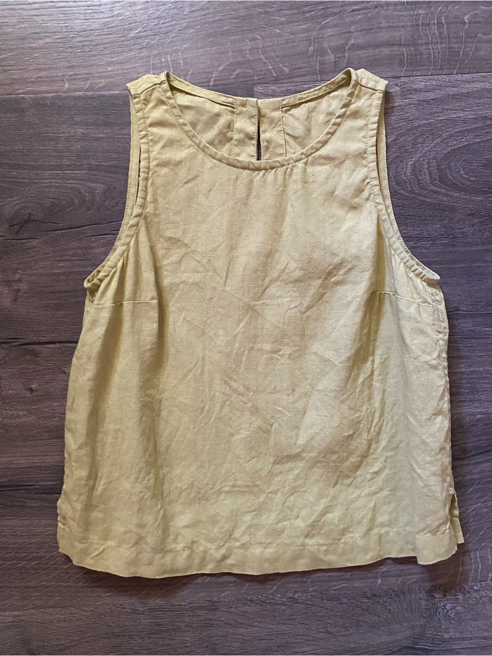 notPERFECTLINEN BAY-2 Pistachio Mist Green Sleeveless Linen Tank S/M